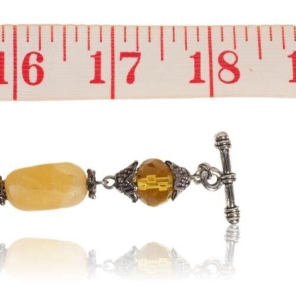 Vintage Chunky Beaded Yellow Necklace With Ethnic Pendant & Toggle Clasp - Picture 7 of 7